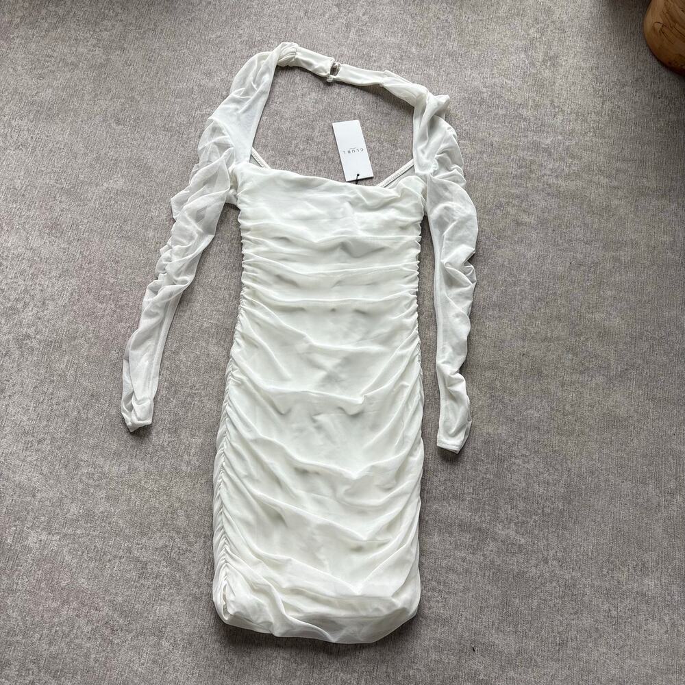 NWT Club L London White Mesh Bodycon Dress